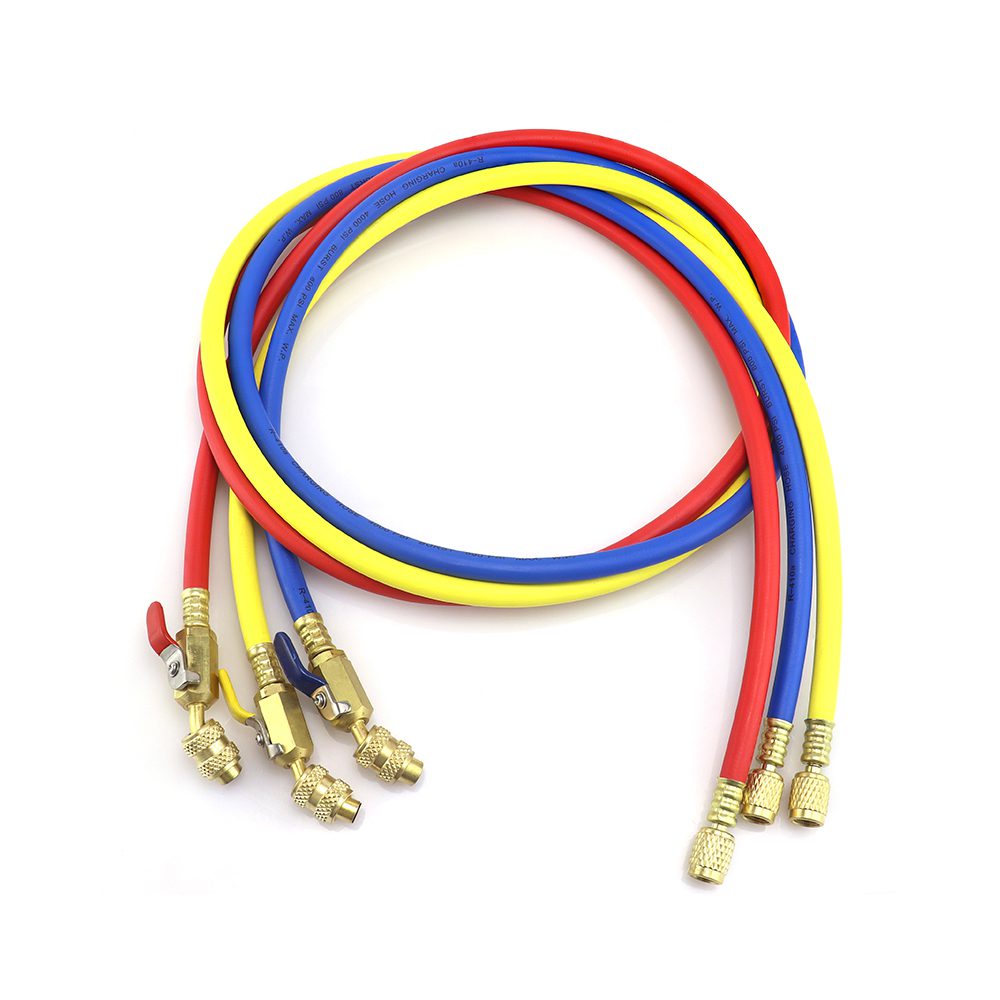 Juego de mangueras de alta presión para R-410 con válvula de corte